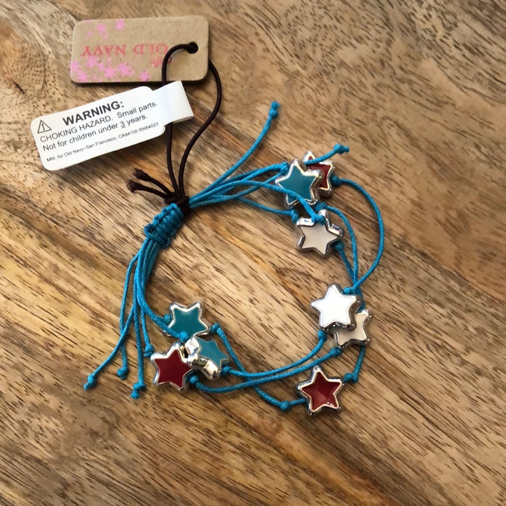Old Navy Star Bracelet Red White Blue Stars One Size Adjustable